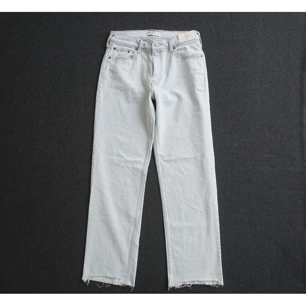 Abercrombie & Fitch The Baggy Low Rise Jeans Womens Long Raw Hem 27 / 4L - Picture 2 of 10